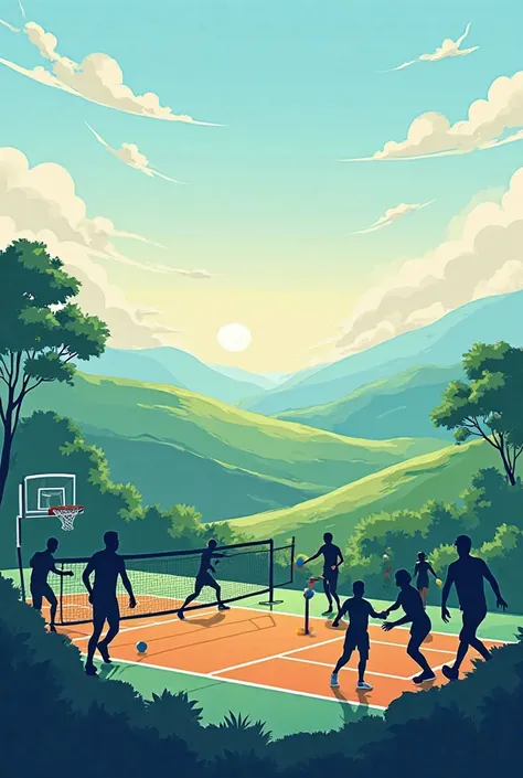 Basketball and volleyball landscape infographic 