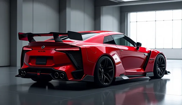 Images of 2025 Nissan GT-R r37 interior back side in red colour 