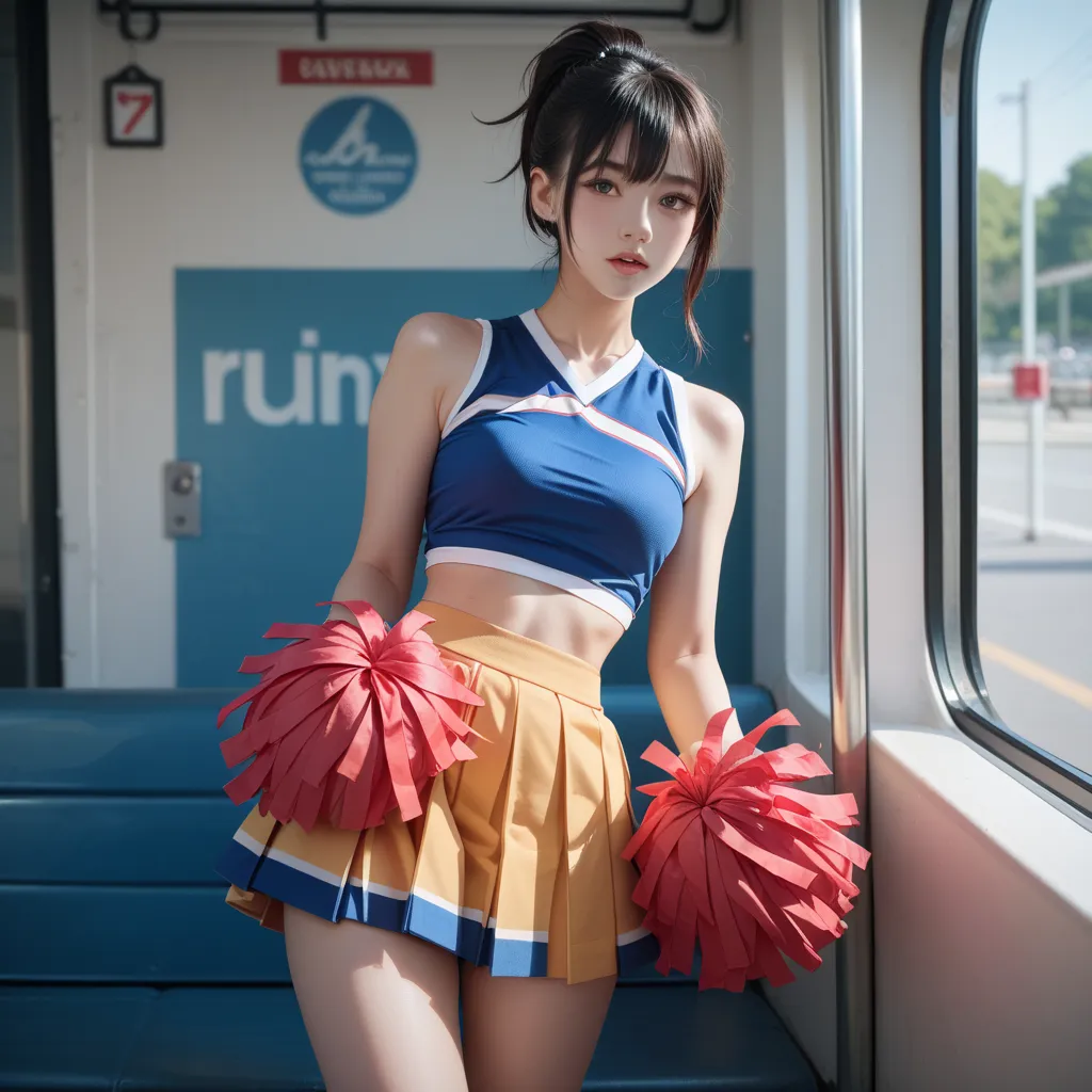 Cheerleader on the Train 