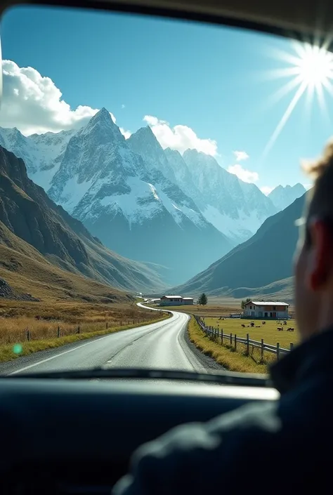 I am in the car, on the road, i am filming mountains, but take in count that i am in Armenia