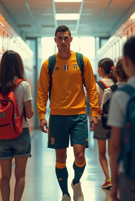 Ronaldo go to school with girls 