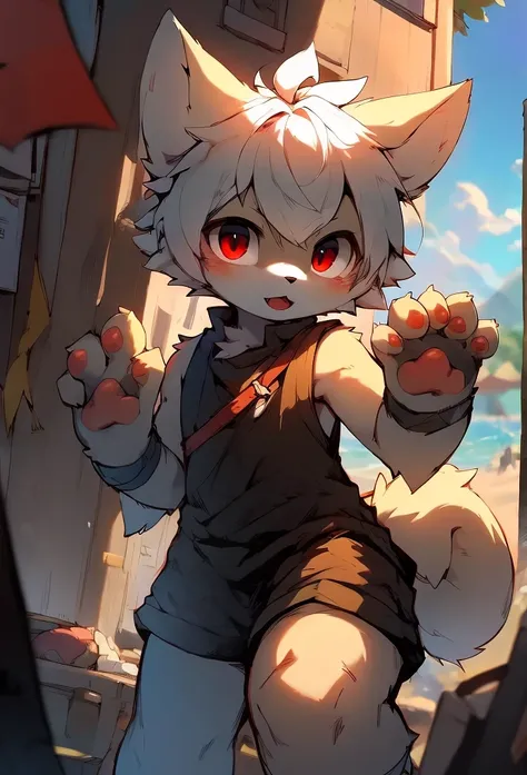 score_8_up, score_7_up, score_6, source_furry, source_anime, very detailed, ((furry, (kemono), anthro)), solo, solo focus, furred_cat, long fur, fluffy fur, fluffy tail, black body, red eyes, white hair, revealed dress, (male:1.5), kawaii, moe, show paw, h...