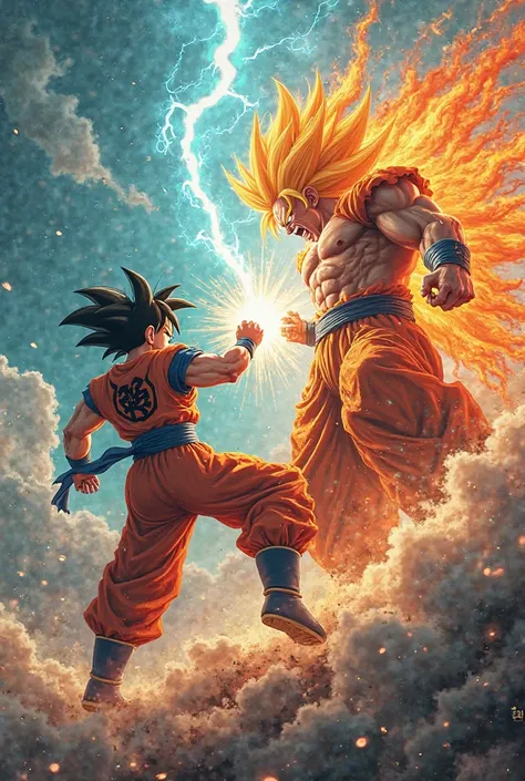 Goku and Broly Berseker phase,Fighting in Heaven