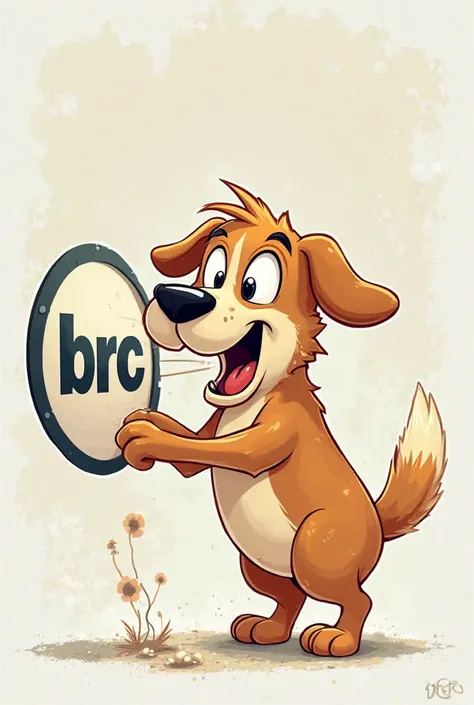 Vector of a dog trying to eat a logo