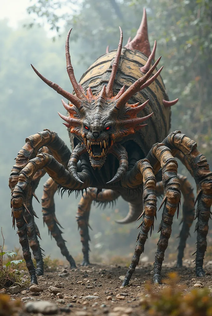 monster similar to a scorpion and spider and similar to an armadillo, centipede and 900-meter burly lion. lion head, eight legs like spiders, long and flexible tail with a scorpion-like spire, hard shell like the armadillo, corpulent and segmented body and...