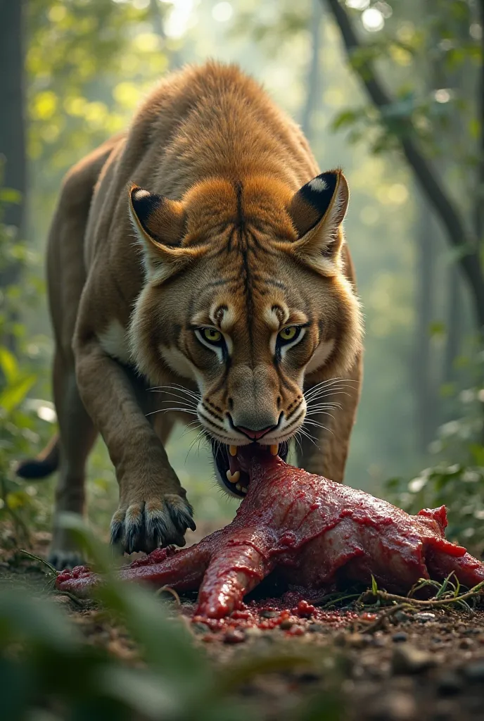 A animal eating the food 