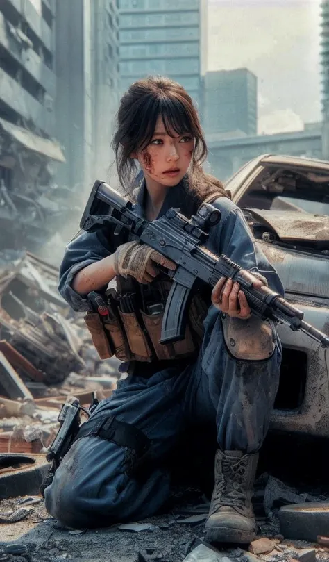 
  
Realistic Expression as Pictured、realistic representation of skin standing in the rubble、Documentary photo 、Apocalypse、Actual item、Overwhelming depiction、 hold a blaster gun connected to a 、Dignity、Stand up to the rubble、beautiful Japanese woman with a...