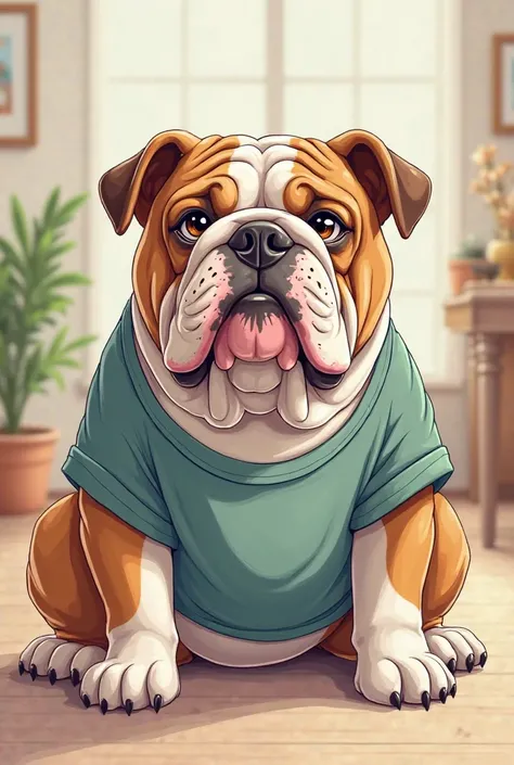 Cartoon of a Bulldog with a shirt 