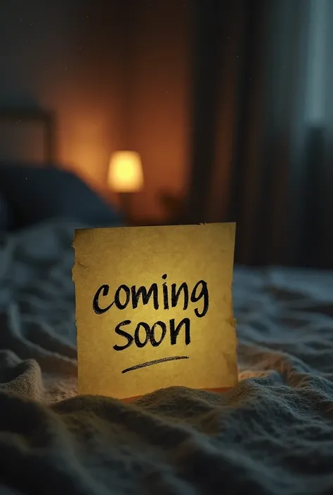 Handwritten post it book saying "Coming Soon" With night light