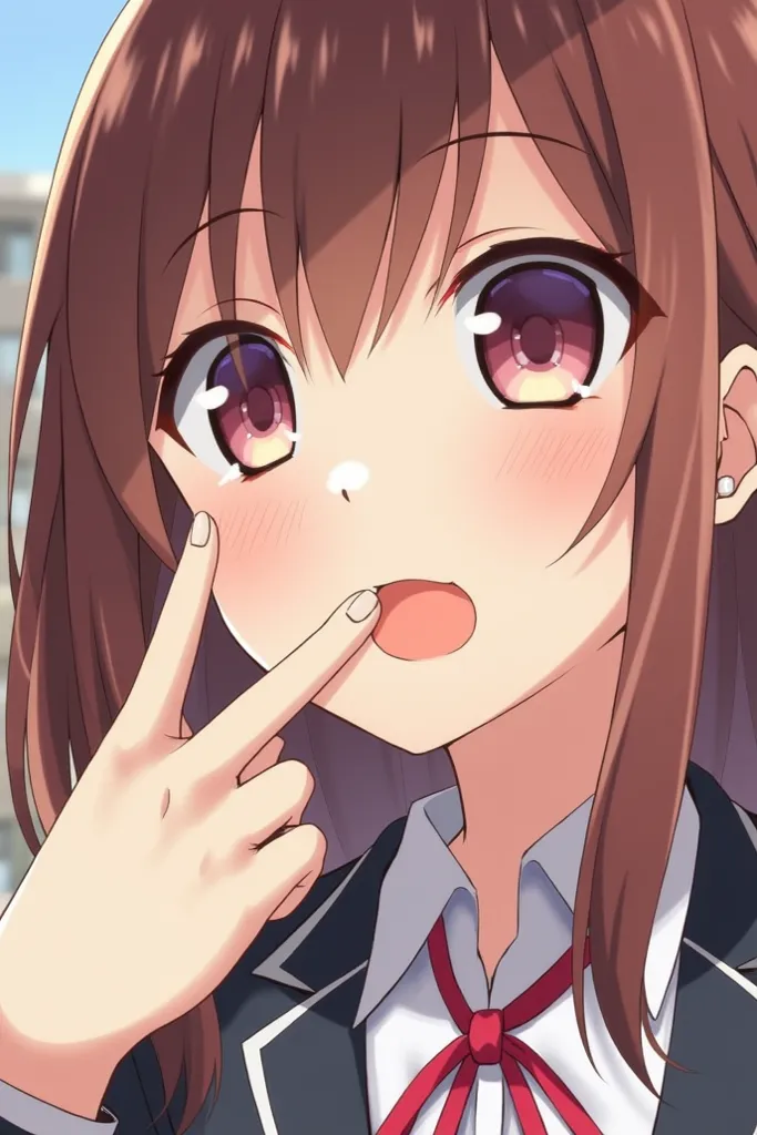 An anime girl sticking two fingers in her pussy