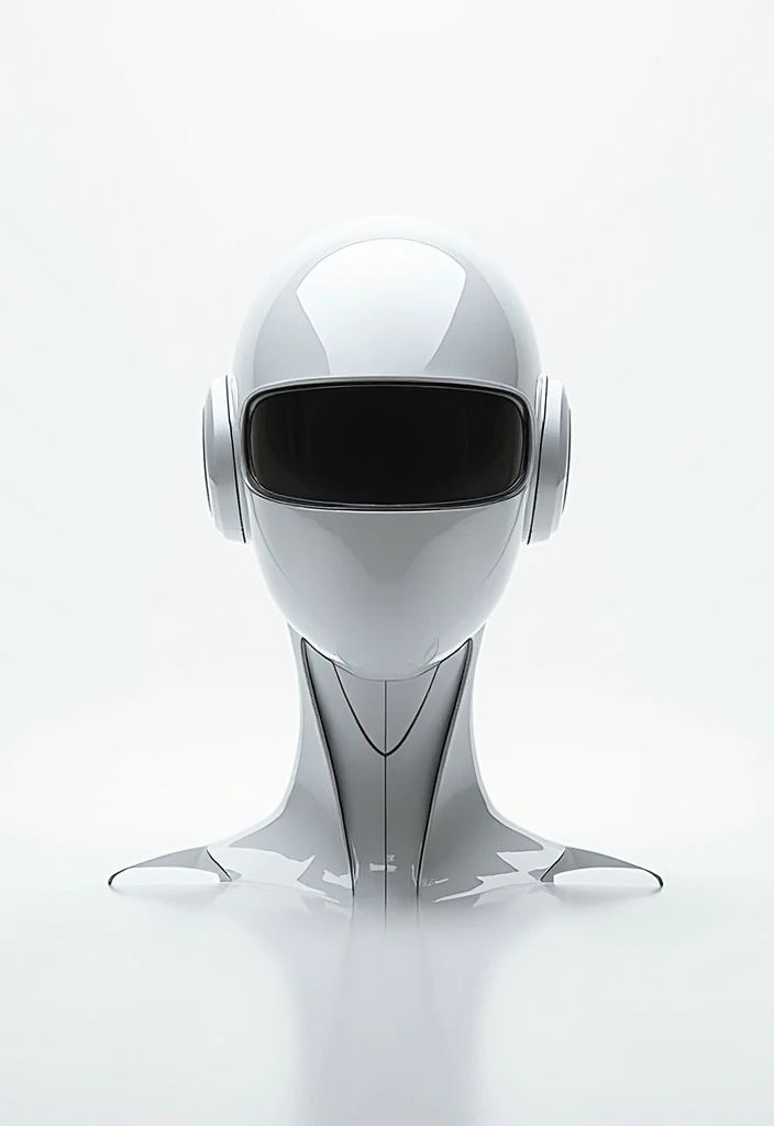 A robot head , minimalist, panoramic viewfinder, off, arte minimalist, simple, two colors, white background.