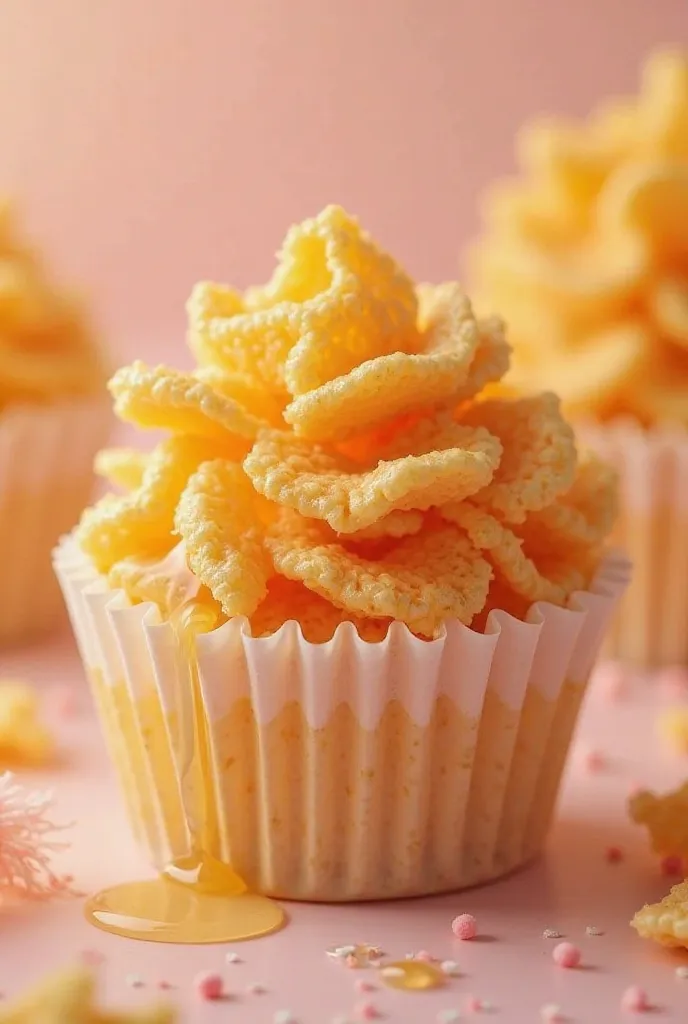 Honey cornflakes in cupcake liners 
