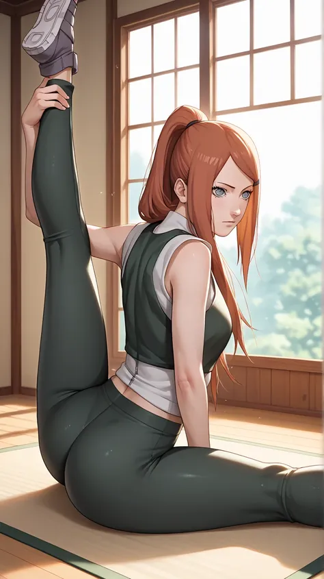 Anime, Naruto_Shipuden, character_Kushina, yoga pants, sit, focus on ass.