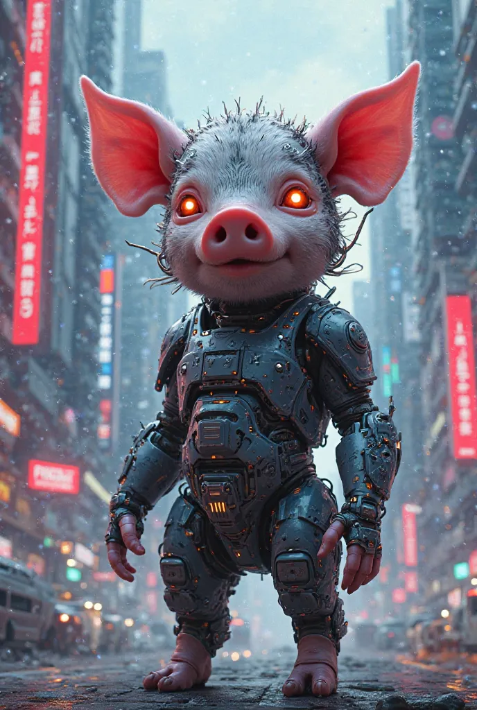 Animated futuristic pig 
