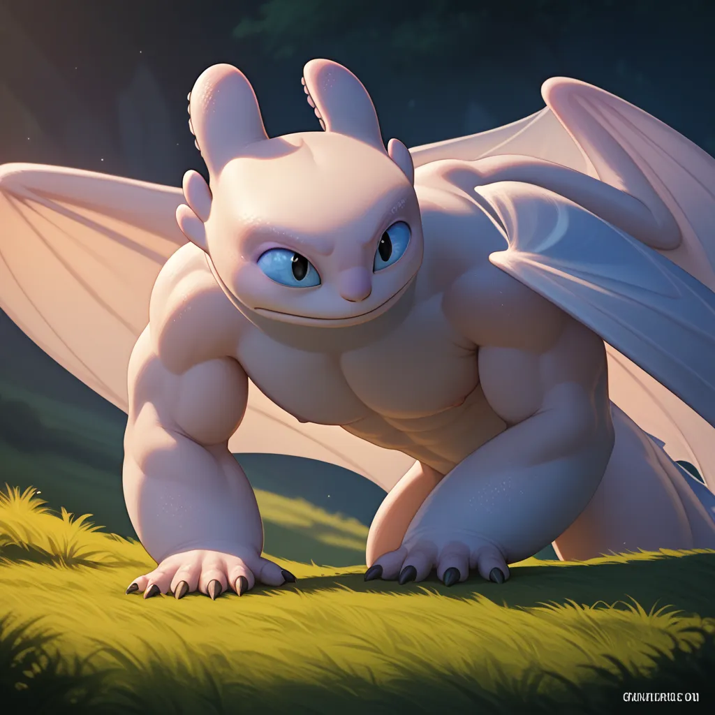 muscular, anthro, sfw white light fury, how to train your dragon, gamer, only sfw, masterpiece, solo, sfw