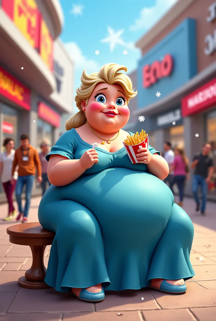 Elsa in mall eating fast food she is so fat 