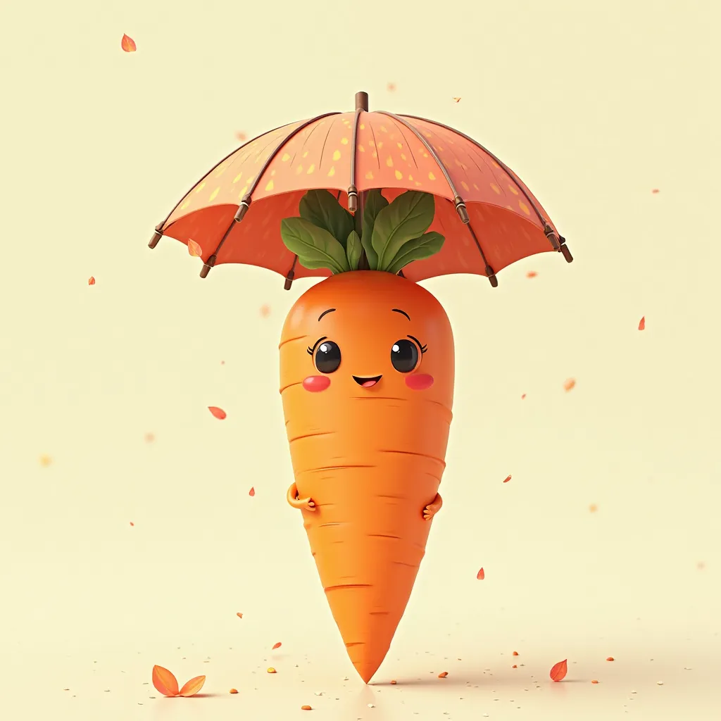 An image of a carrot wearing an umbrella