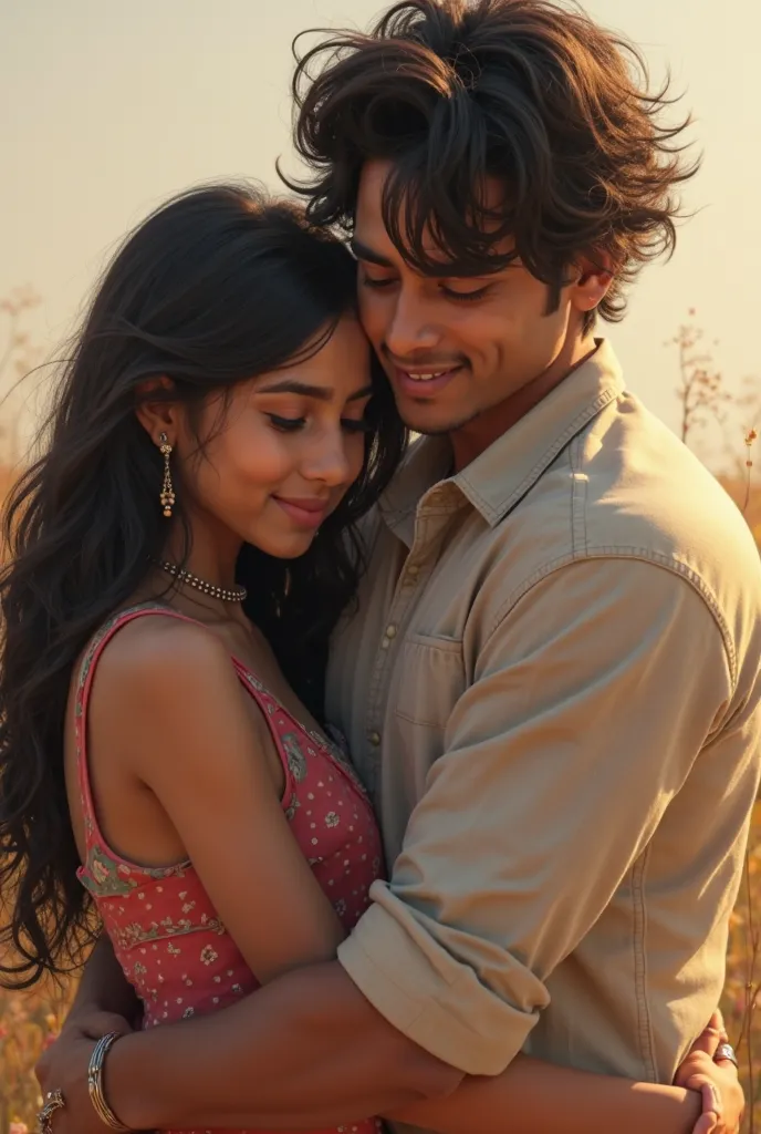  A girl standing behind the boyA indian  girl  giving back hug to  his boyfriend.   From back side of boy behind the girl standing behind the boy 