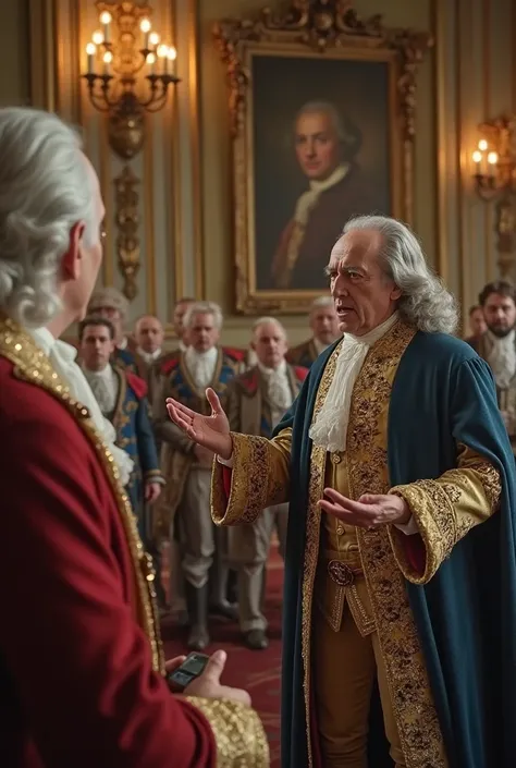 A video of Louis XVI berating ben Franklin in paris in front of the French court 