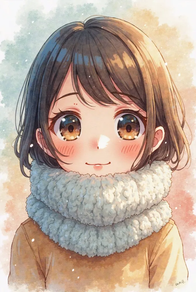 watercolours
cartoon-style
cute girl
Babyface
My eyes are moisturized
High school girl rank
muffler