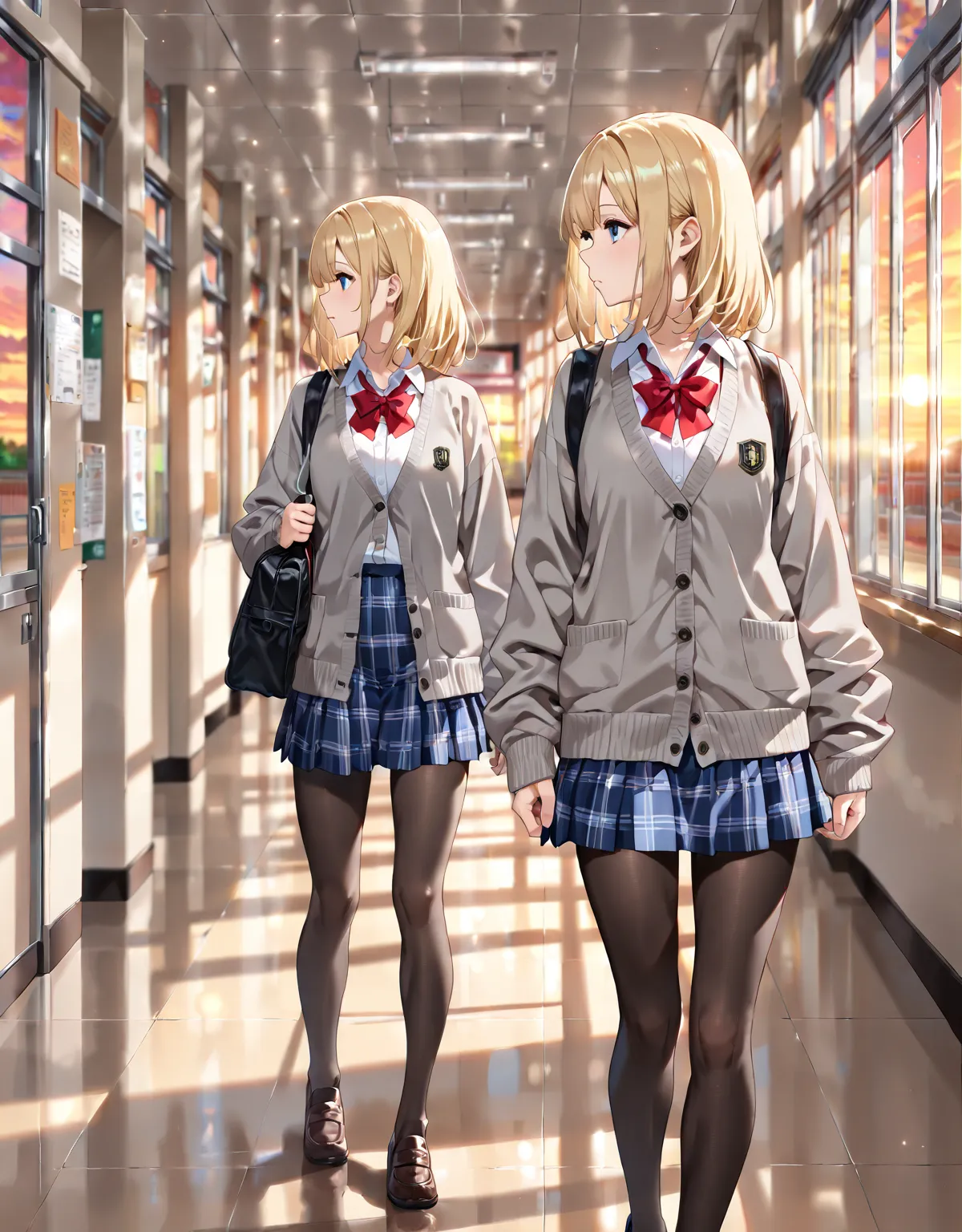 Alone, {perfect masterpiece},[[path tracing]],{Best quality},very aesthetic, (masterpiece, best quality, very aesthetic, ultra detailed), intricate details, uncensored, high resolution, super detailed skin, blonde, (1girl:1.5) medium hair, school uniform, ...