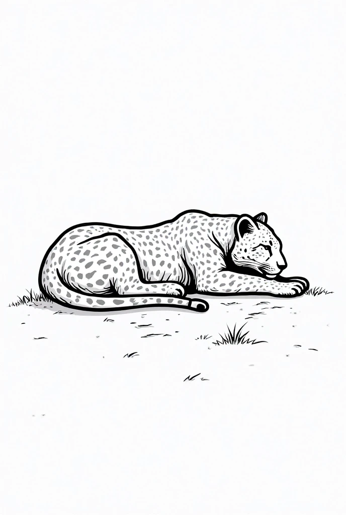 Using 1 continuous line draw a Black and white line art of a leopard in a relaxed lying down, with little detail i dont want to see the spots, the example above is good but i need smoother curves and a more elegant feel, use 1 continuous line