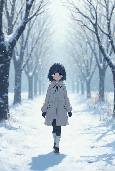 Dark-haired shorthair girl walking in a winter park
Anime picture
up