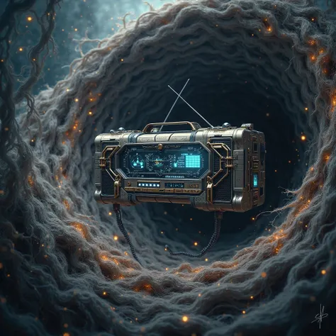 A radio set in a hairy blackhole