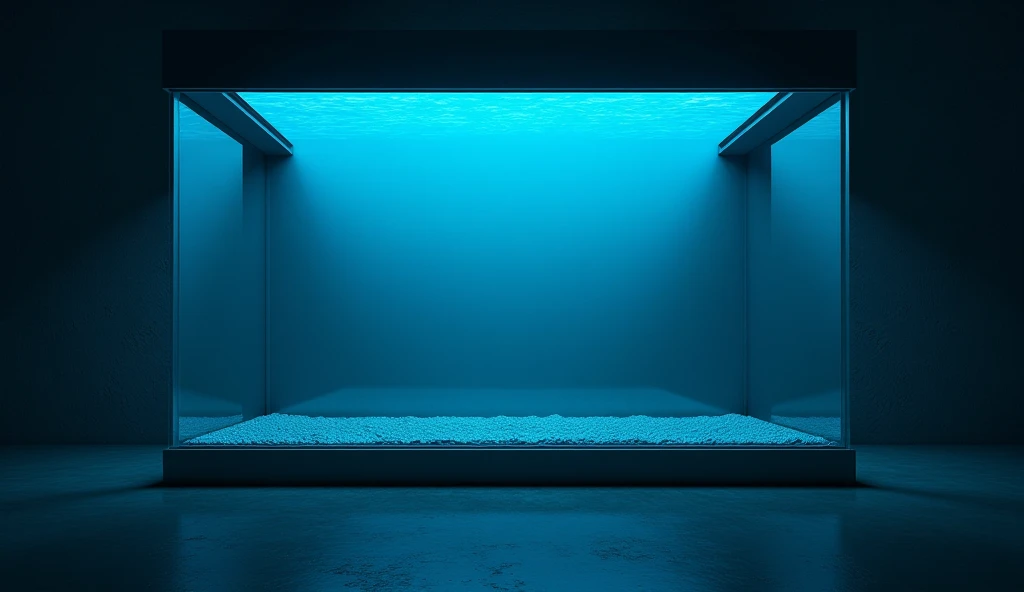 In the middle of the night,A big fish tank that looks great , but there's nothing in the fish tank