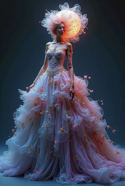 **Final Prompt: "Celestial Blossom" – A Voluminous Sculptural Gown Inspired by Mythical Flora**  

**Concept:**  
A gravity-defying, puffy silhouette that merges the opulence of a celestial garden with avant-garde sculptural drama. This gown embodies the m...