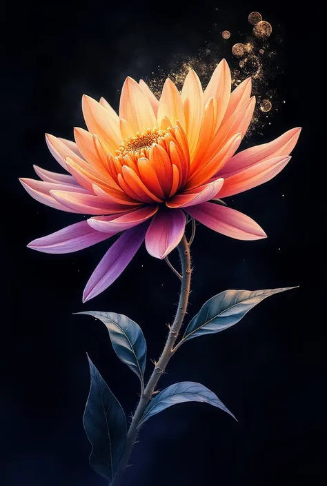 flower, 菊flower ,Watercolor with light and orange as the main colors,  dreamy romantic composition , light,  Ethereal leaves ,  interesting arrangement , fantasy, high contrast, Ink Strokes, explode, Overexposure, Purple and red tone impression , summary, ...