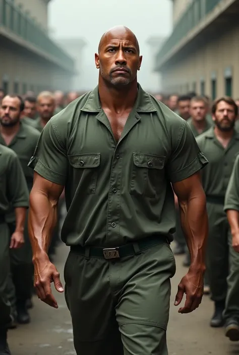 Dwayne “The Rock” Johnson moved through the crowded prison yard, his massive frame cutting through the sea of inmates like a force of nature. His prison uniform stretched across his muscles, every step heavy with purpose. The chatter and noise around him f...