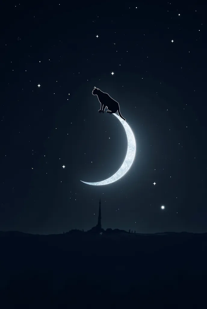 Finish with a cat silhouette on the moon