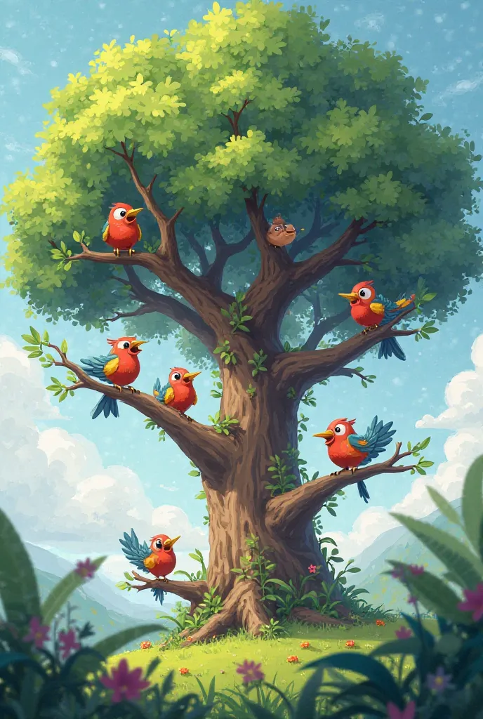 Some Birds on the tree animated pic