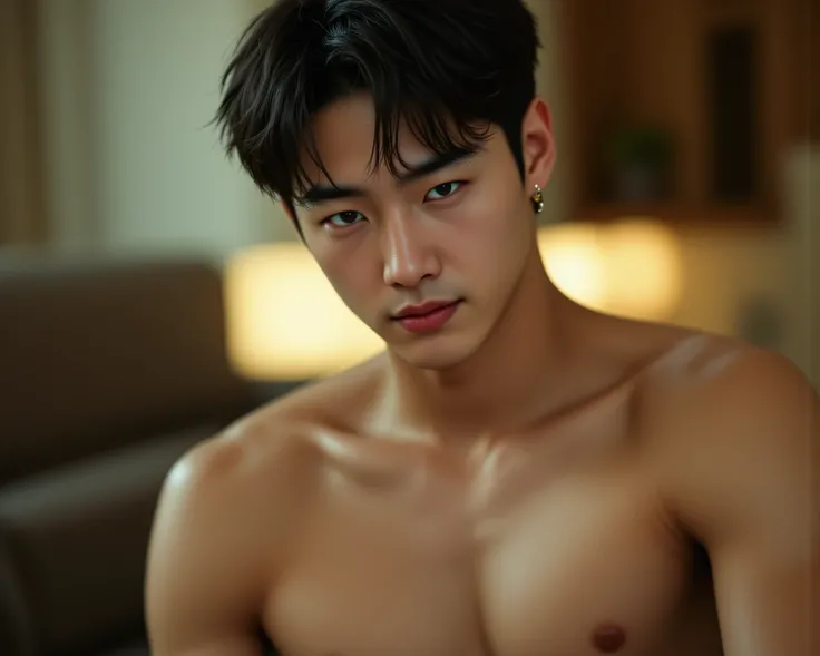 （2 South Korean handsome male star high school students），(Chest Full )，（STEREO ABDOMINAL MUSCLE），（ delicate cute face ），，inverted triangle body，Five-Toe ， five fingers，Crotch Full of Details，High Resolution, masterpiece, anatomically correct, precise,  Bes...