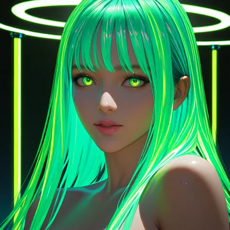 Transform straight green hair into neon green