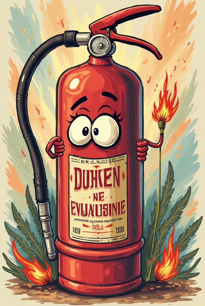 Joke extinguisher label, Its content is alcohol 