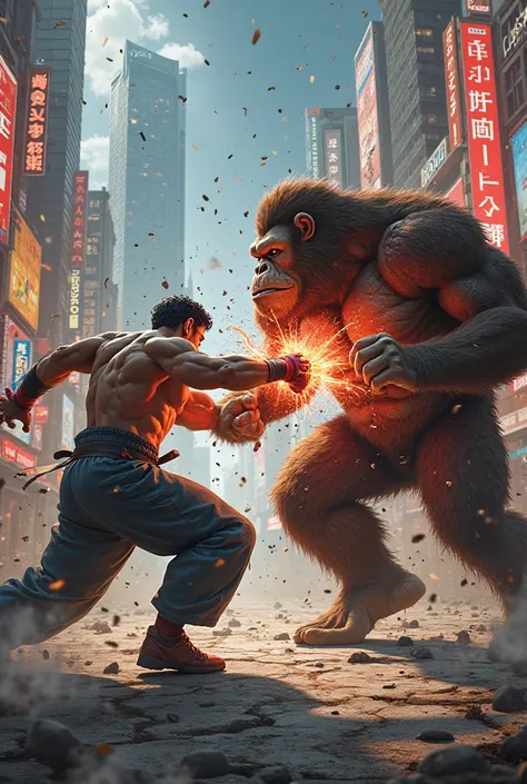 Kazuya from Tekken 8 doing an EWGF to Donkey Kong