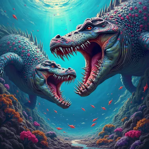 Sarcosuchus vs Megalodon flamboyant nft
