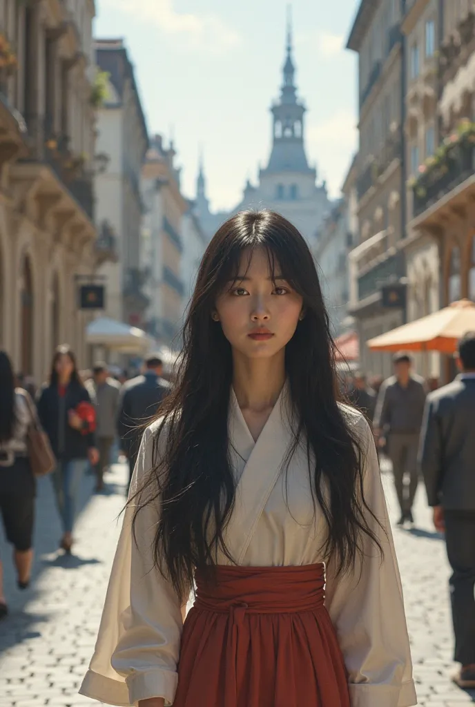 Il Sangh The Korean girl with long black hair was in Munich with a stomach ache