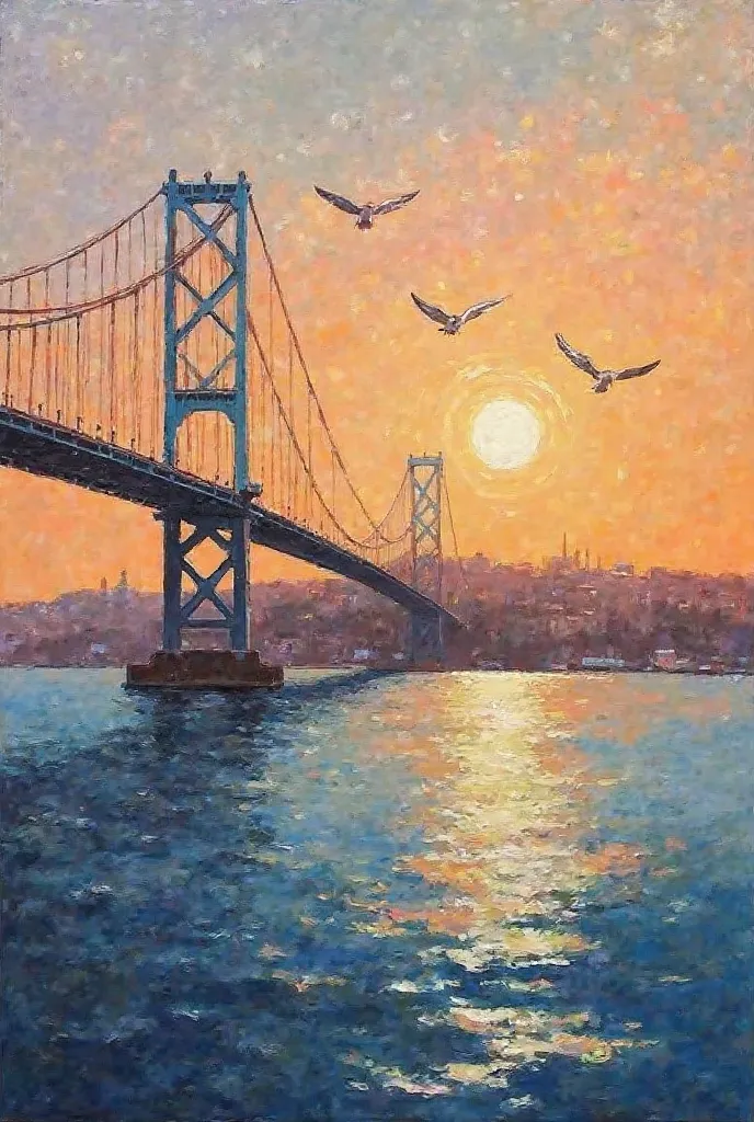 For an easy oil painting Istanbul painting You can use a Midjourney command like the following:

"Simple oil painting of Istanbul, featuring the Bosphorus Bridge and seagulls, warm sunset colors, Impressionist style, soft brushstrokes, minimal detail"

thi...