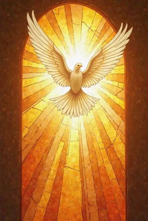 Prompt: A Celestial Dove in Amber Light

In the heart of a sacred space, a stained glass window glows with warm amber and orange hues, creating a peaceful and transcendent atmosphere. At the center, a graceful white dove, symbolizing the Holy Spirit, soars...