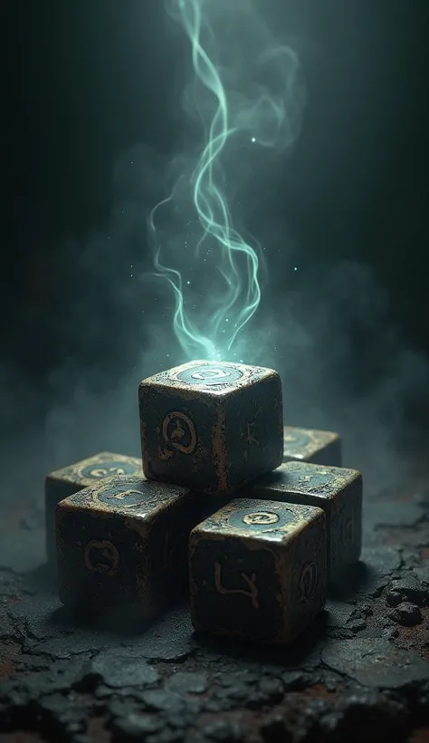 Old dice, scary, dark atmosphere