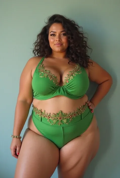 BBW fat woman only in panties and bra dressed like the Grinch
High waist panties
Bulky bra
With normal skin. 
Hairless
Just the panties and the green bra