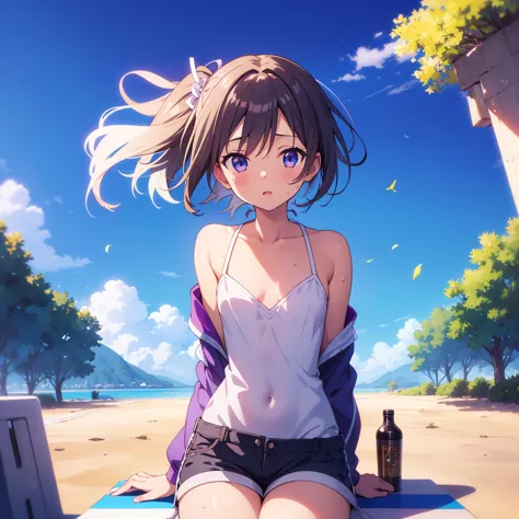  score_9,  score_8_up,  score_7_up,  source_anime, Highest quality, masterpiece, official art, Absard Dress, Hi-Res, 超Hi-Res,Wife 2x,collection: A slice of life,break,1 girl,  tomboy, dark-skinned woman,  short hair,  low ponytail, flat chest,  beautiful d...