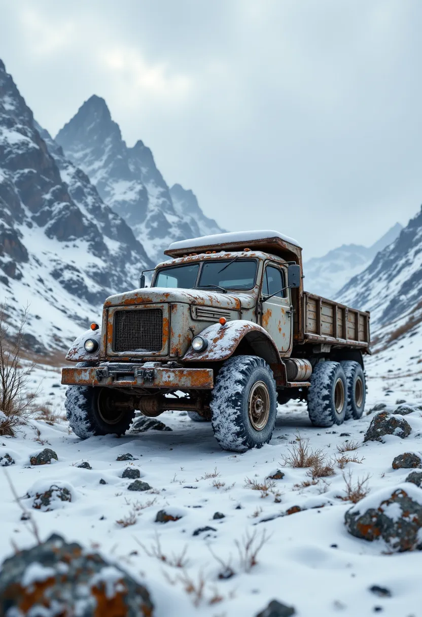 1980 Ural truck on the Siberian mountain 