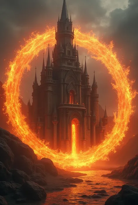 The background is the old palace and the circle of fire all around