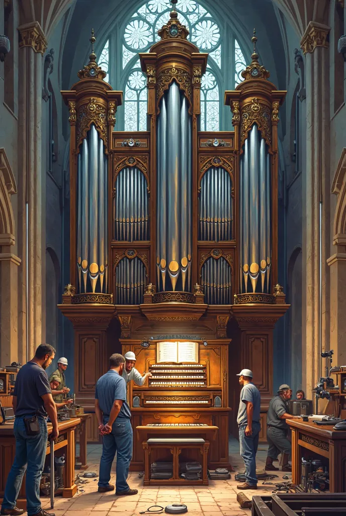 poster that the organ is being repaired 