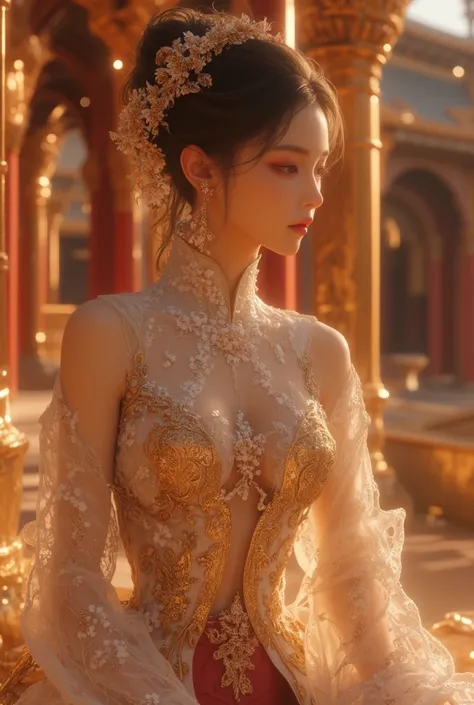 1girl, Pretty cute beautiful Chinese lady idol wear outfits and random beautiful dress, reflecting the cultural essence of the below random travel location and photo in Randomized Travel Theme and romantic environment:
She is gracefully dressed in an outfi...