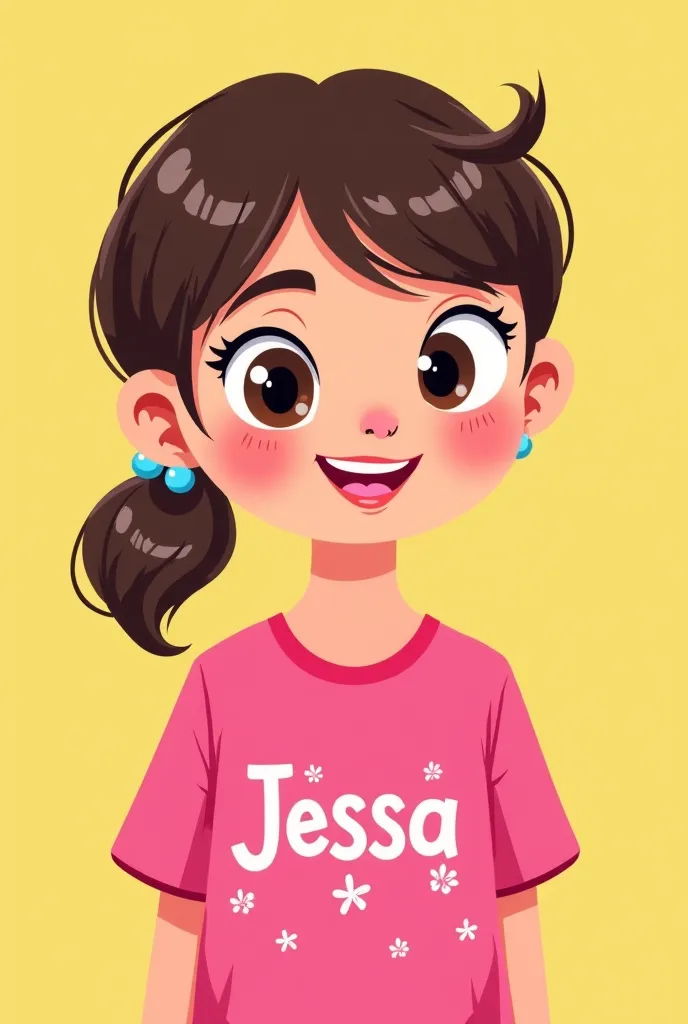 make a cute girl cartoon
 with a pink shirt and Jessa was written in her shirt